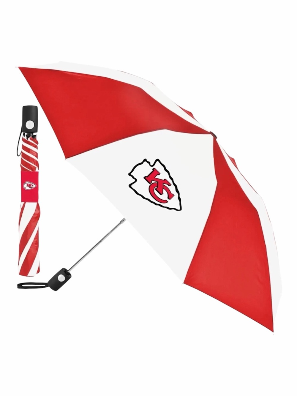 NFL Kansas City Chiefs 42" Automatic Folding Umbrella With Wrist Strap